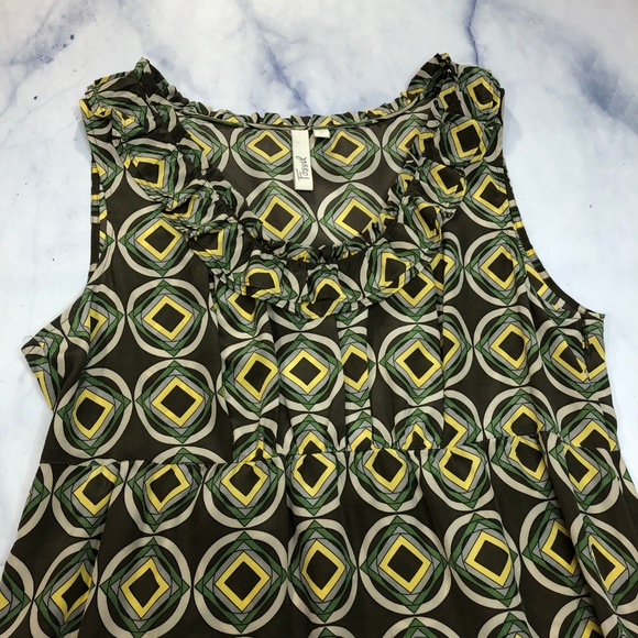 Fossil Olive Green Yellow Medallion Silk Tank Top - Picture 4 of 8